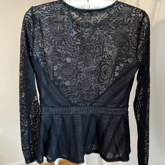 BCBGMAXAZRIA Capri Semi Sheer Lace Peplum small - Picture 5 of 8